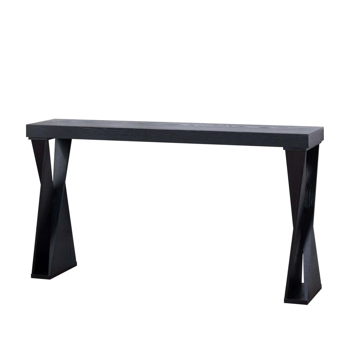 Console Table With Crossed Legs For Hallway - | 58.3 x 11.8 x 31 in | Wood | Black