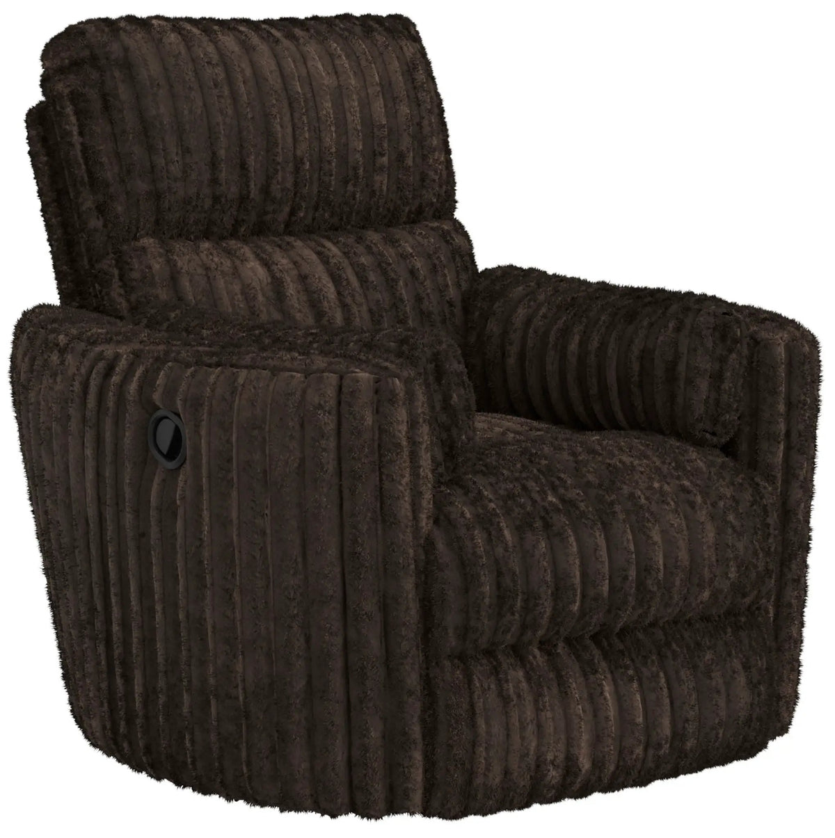 Daydream Swivel Glider Recliner | Unique Shape | Comfort Bolsters | Faux Fur