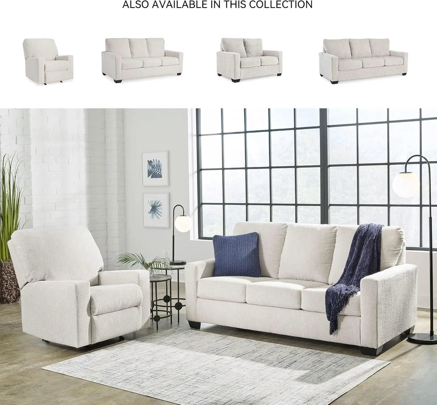 White Queen Upholstered Sleeper Sofa With Gel Memory Foam from PriceLows™