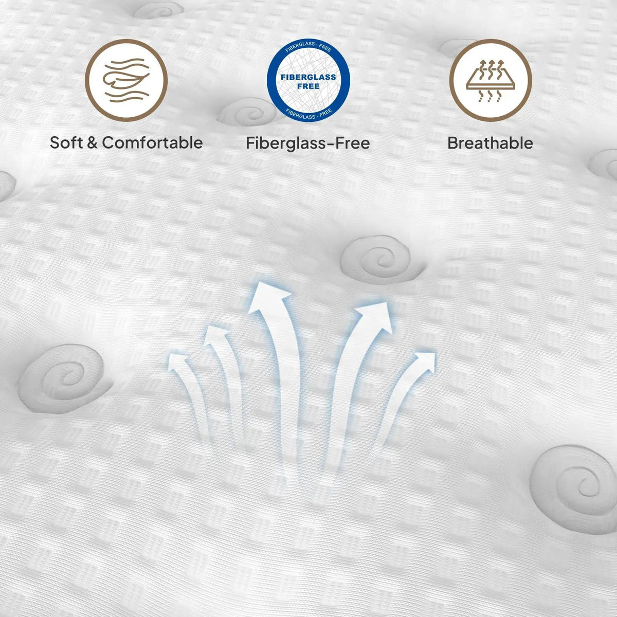 12 Inch Hybrid Mattress | Innersprings | Gel Memory Foam | Fiberglass-Free
