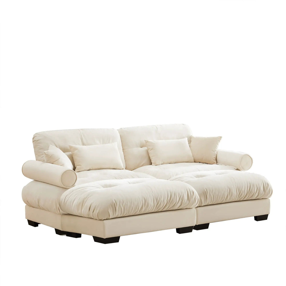 Modular Sectional Sofa | Deep Comfort Cushions | Vintage Fabric Ottoman