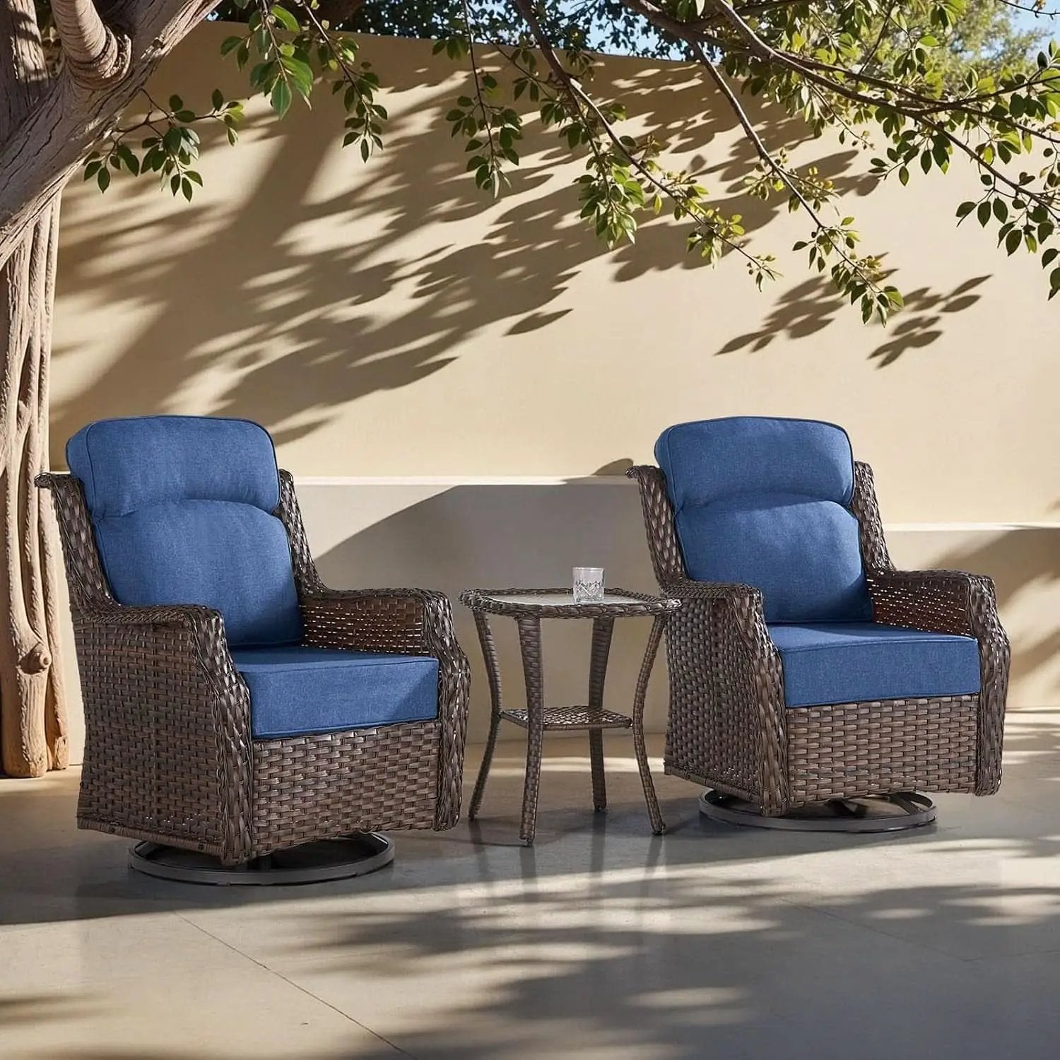 Comfortable Wicker Swivel Rocker Chairs With Side Table from PriceLows™