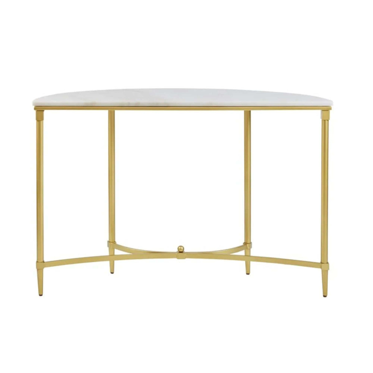 Bordeaux Console Table | 42.5 x 14.5 x 29.75 in | Marble & Metal | White / Gold