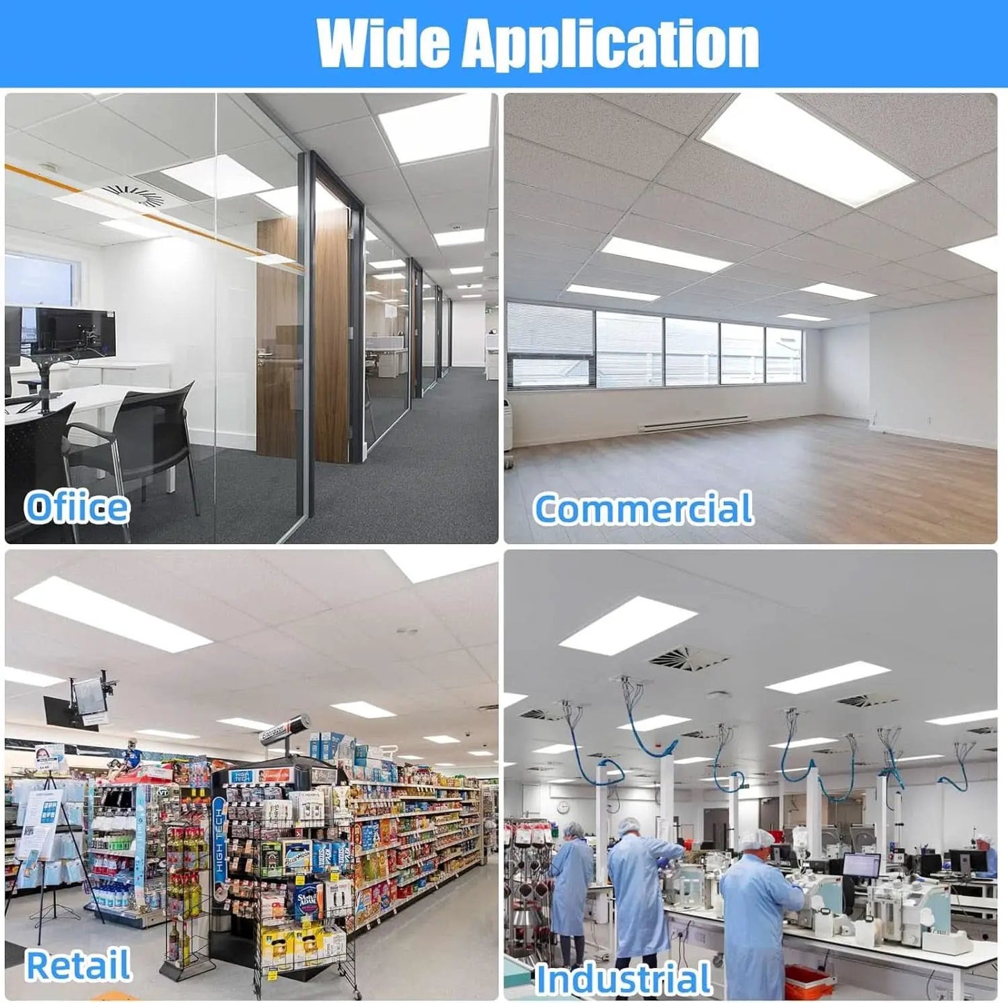2x4 LED Flat Panel Light 4 Pack Dimmable 7800LM 5000K Ceiling Lighting Commercial Office Ready from PriceLows™