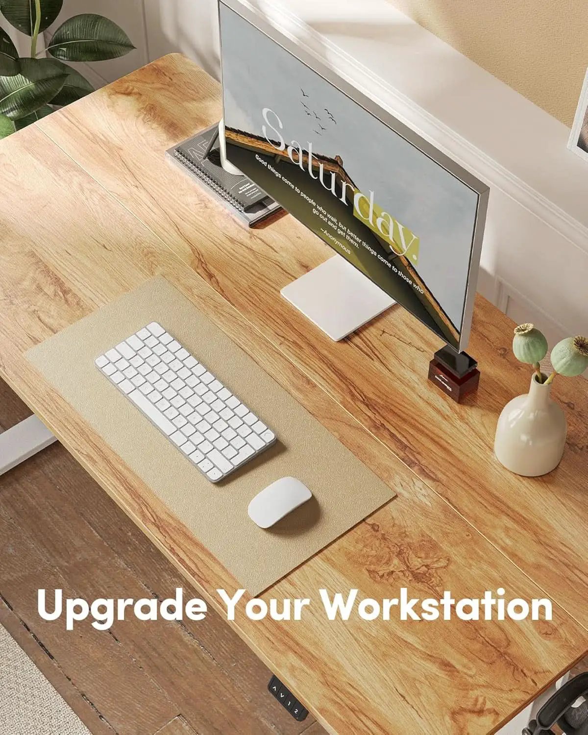 Electric Standing Desk 55x24 Height Adjustable Light Brown from PriceLows™