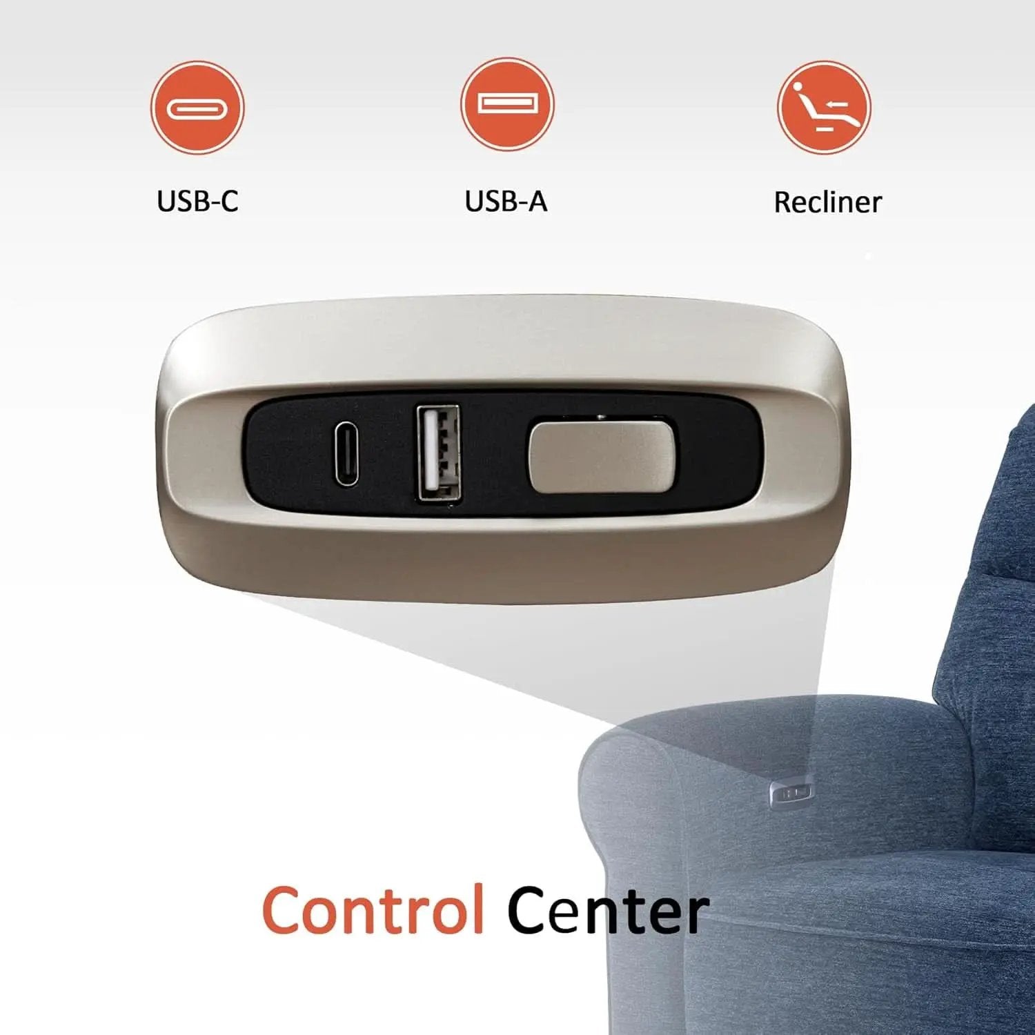 64.6 Inch Wall Hugger Loveseat Navy Blue Space Saving from PriceLows™