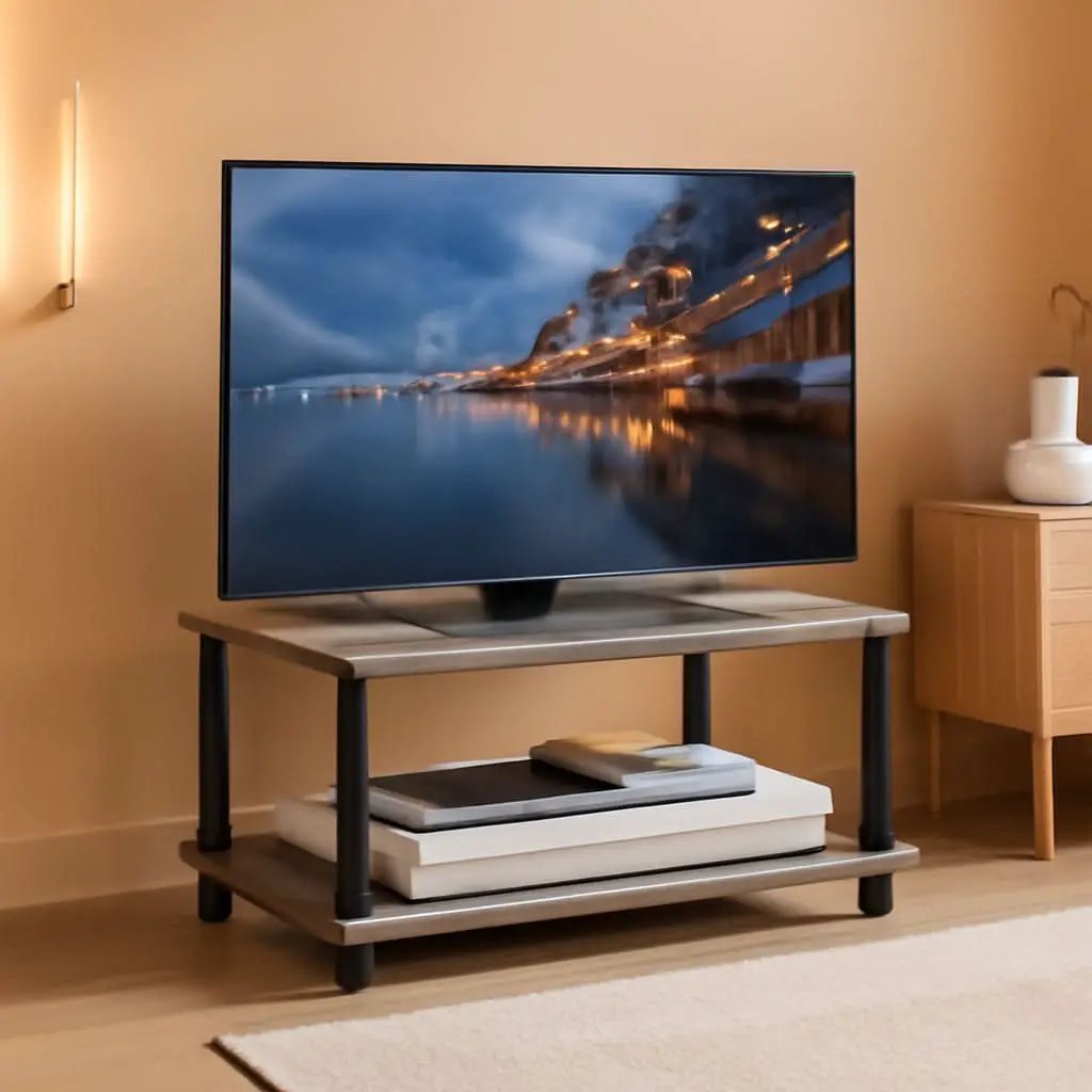 Turn-N-Tube 2-Tier Printer and TV Stand French Oak Grey Black from PriceLows™