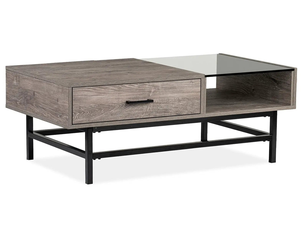 Fenwick Rectangular End Table | Whitetail Brown Finish | Matte Black Metal | Industrial Style