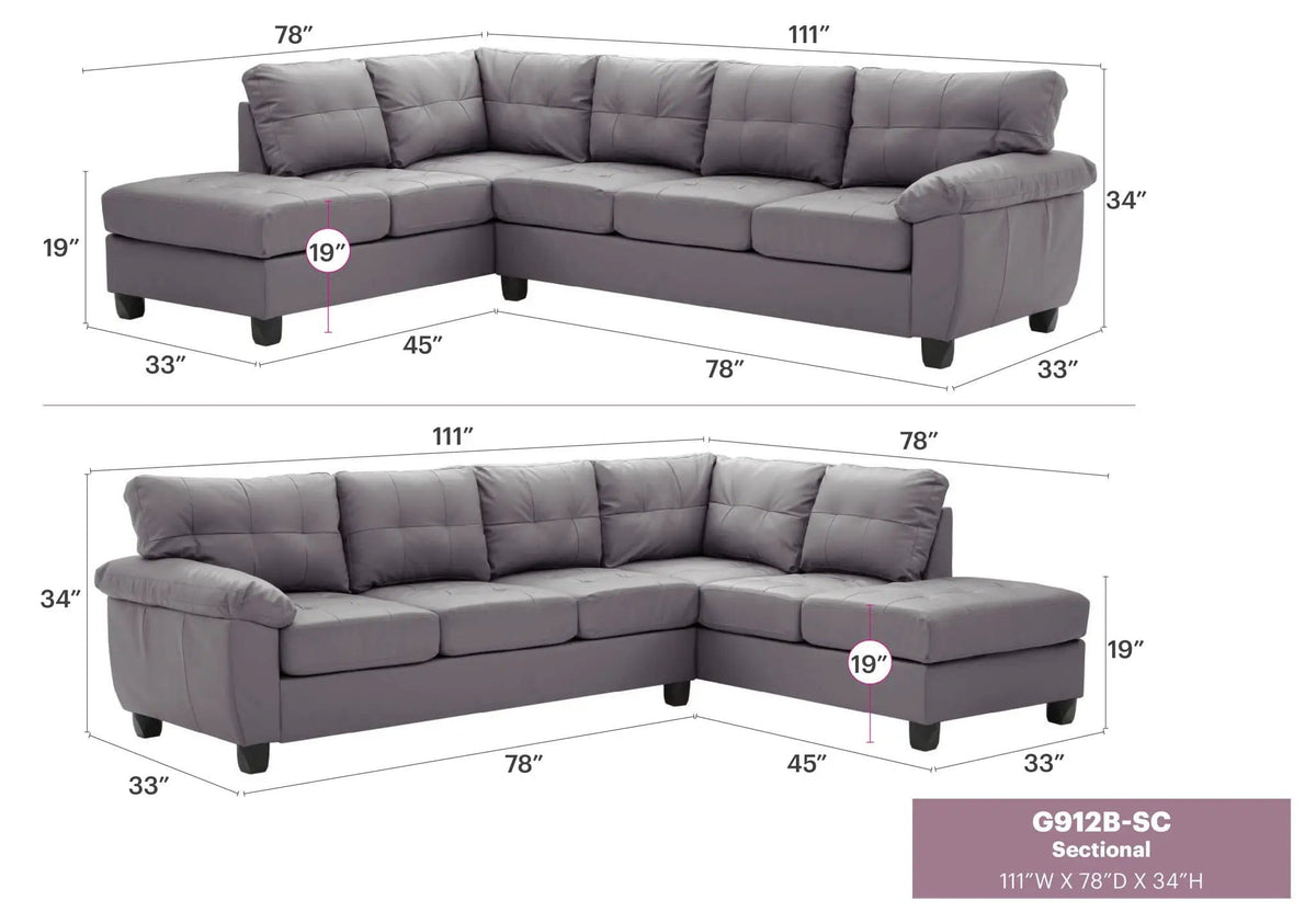 Gallant Sectional | 3 Pieces | Living Room Furniture | Living Room