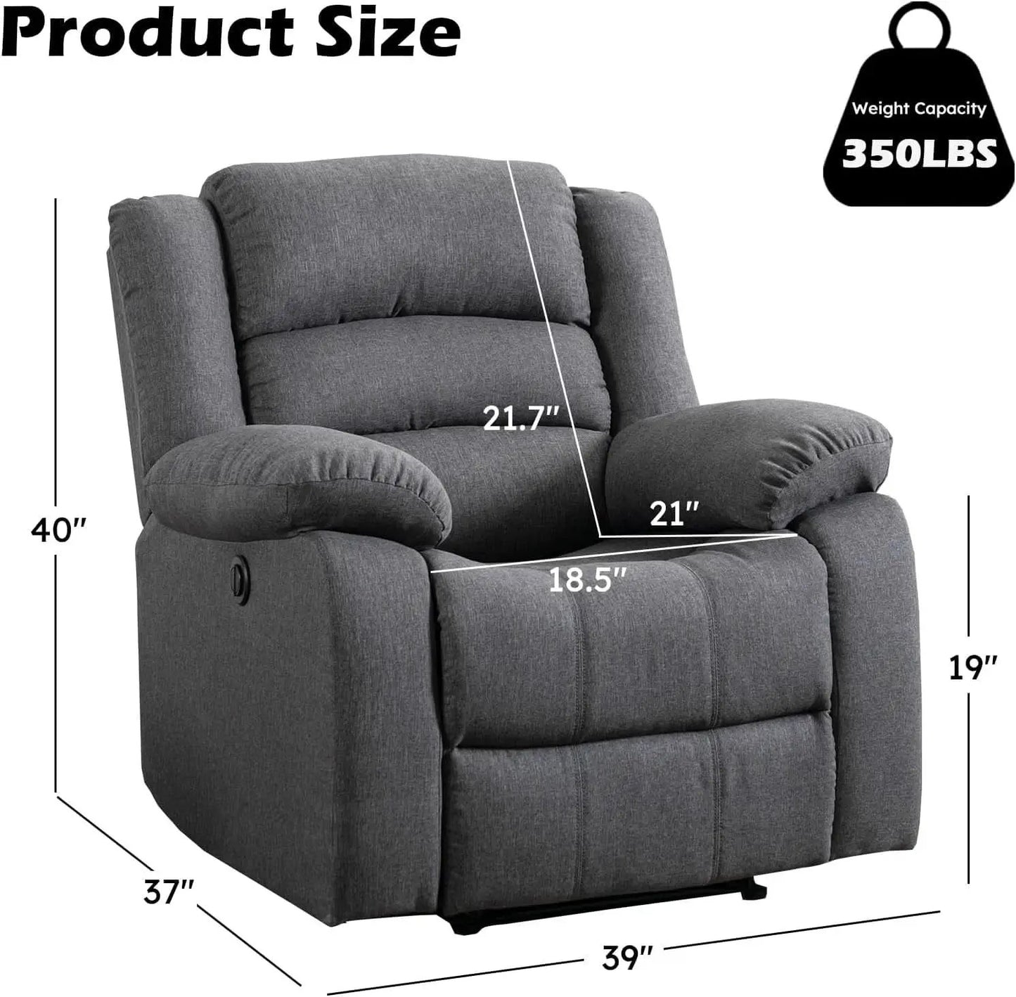 Oversized Grey Electric Recliner Chair For Living Room from PriceLows™