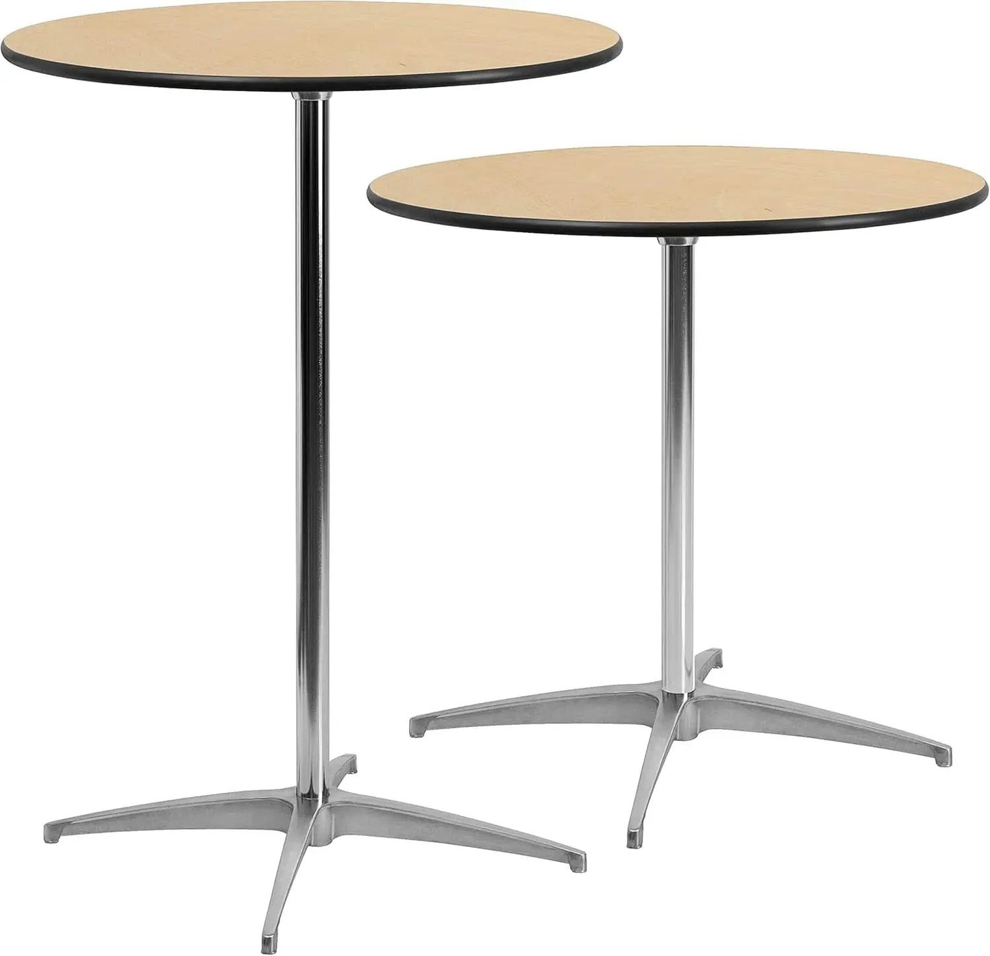 Natural Birch Wood Round Cocktail Table Adjustable from PriceLows™