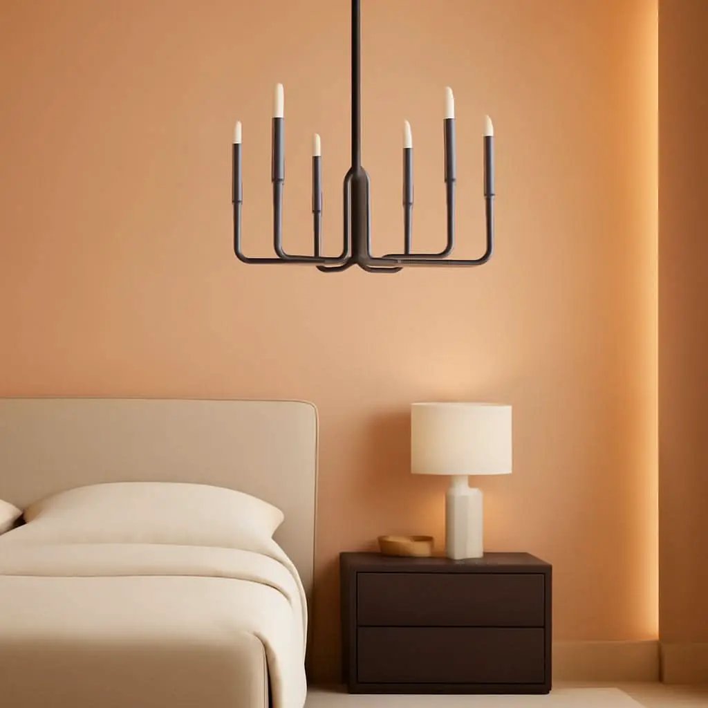 6 Light Brushed Nickel Farmhouse Chandelier For Dining Room from PriceLows™