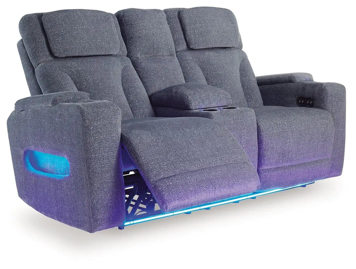 Studio Cave Power Reclining Loveseat with Console | 75 x 40 x 42 in | Fabric & Steel | Steel