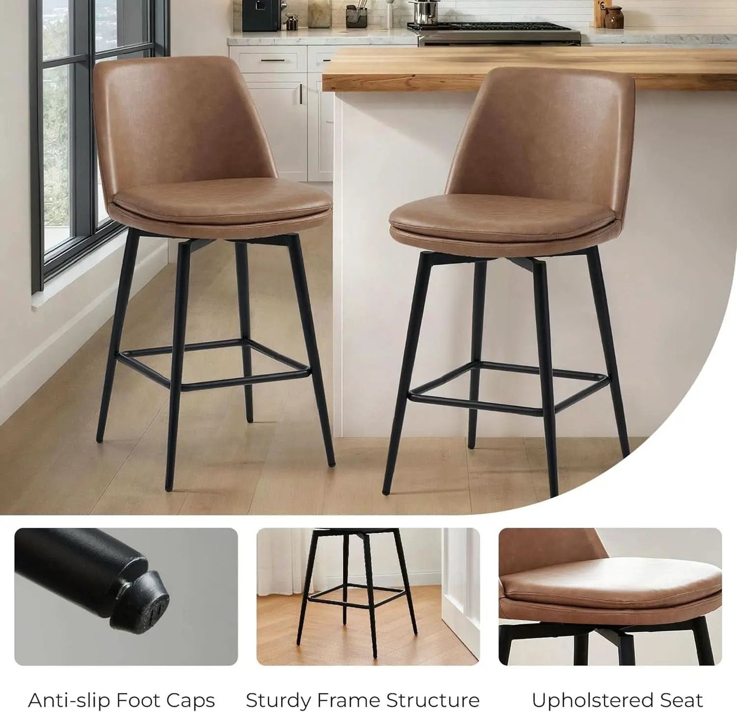 Counter Height Swivel Barstools Set of Four Stylish Comfort from PriceLows™