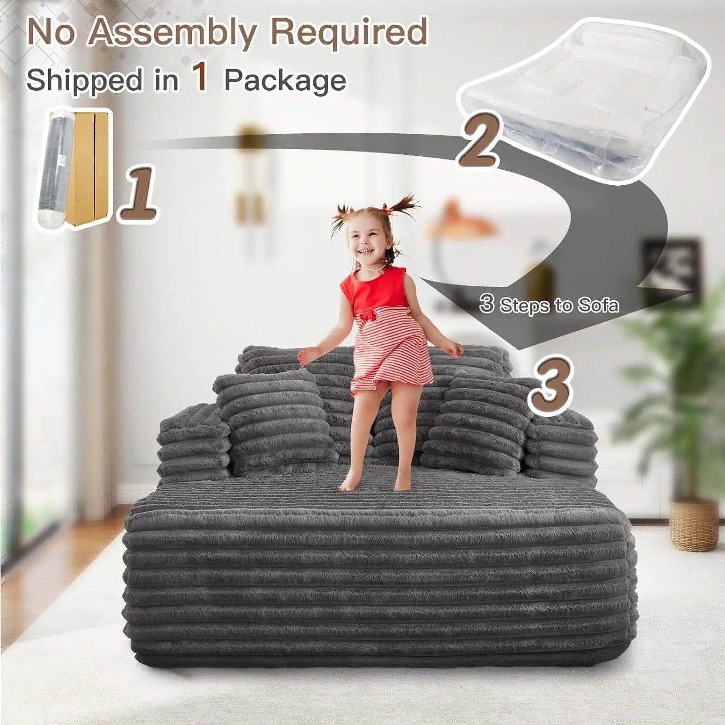 56 Inch Grey Ultra Deluxe Chaise Lounge Chair Cushioned from PriceLows™