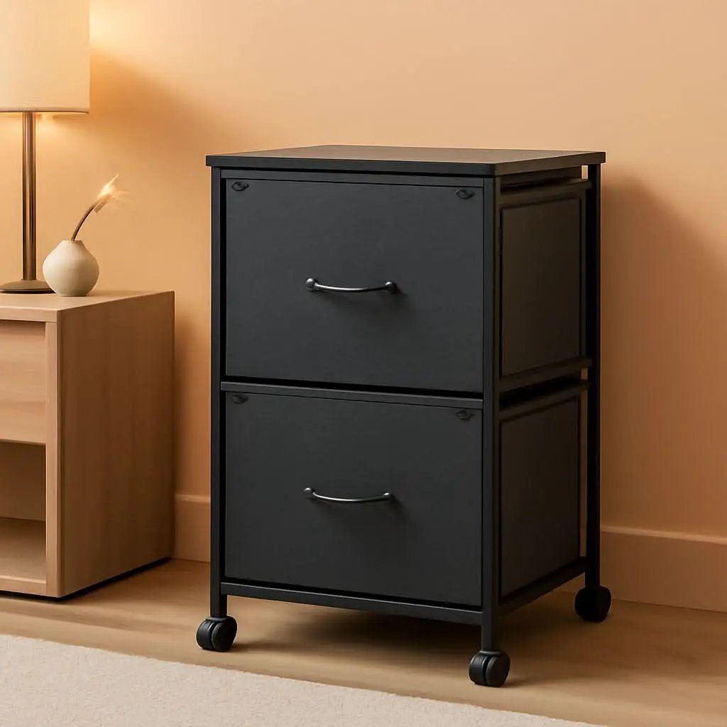 2 Drawer Mobile File Cabinet And Rolling Printer Stand Black Fits A4 Or Letter Size Home Office from PriceLows™