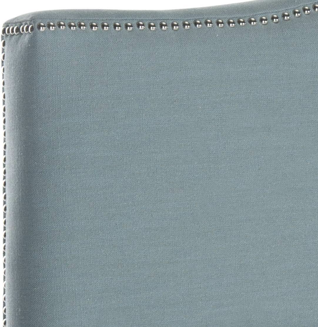 Sky Blue Upholstered Camelback Headboard With Silver Nailhead from PriceLows™