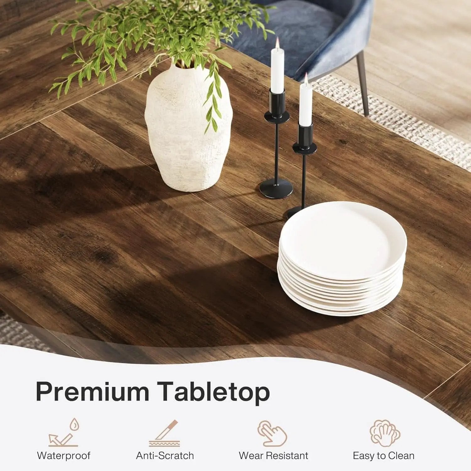 70 Inch Brown Solid Wood Rectangular Dining Table Seats Six from PriceLows™
