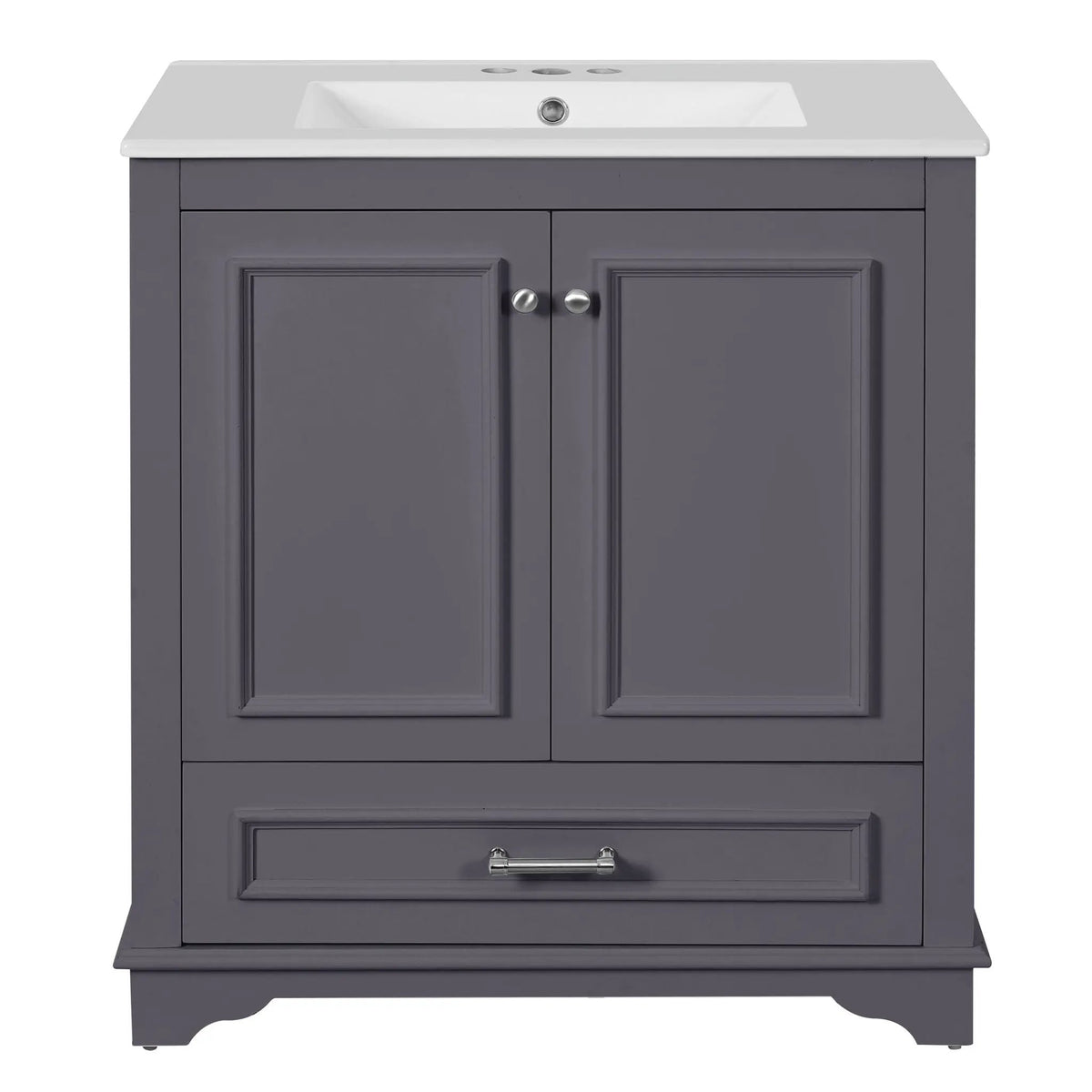 30 Inch Bathroom Vanity | Poplar Wood Frame | 2 Soft Closing Doors | Adjustable Shelf