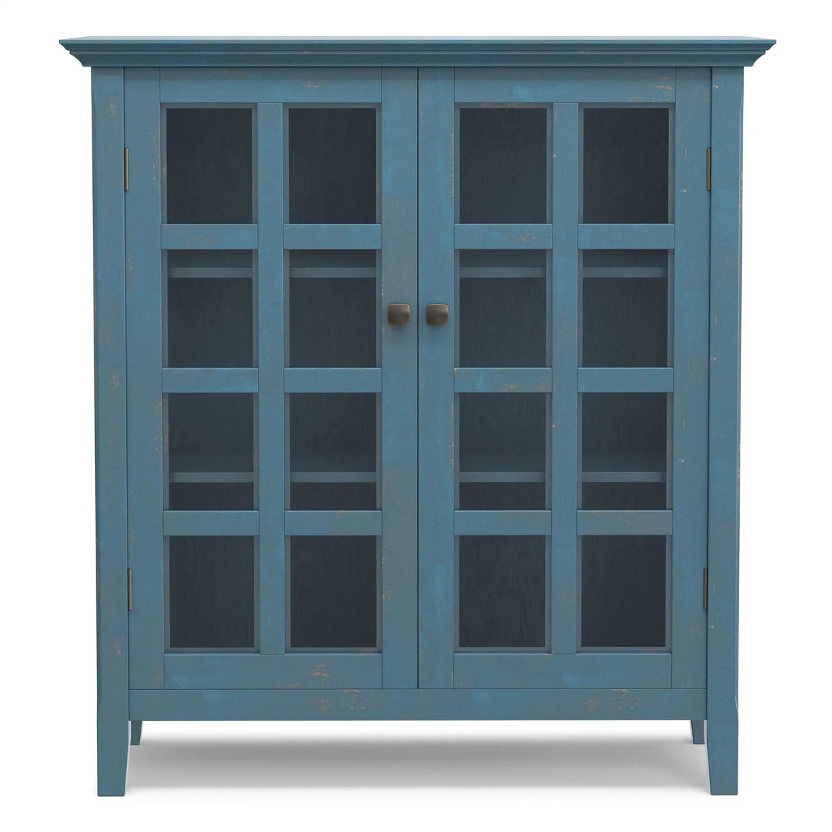 Acadian Storage Cabinet | Medium Handcrafted Solid Wood | Two Glass Doors | Two Adjustable Shelves