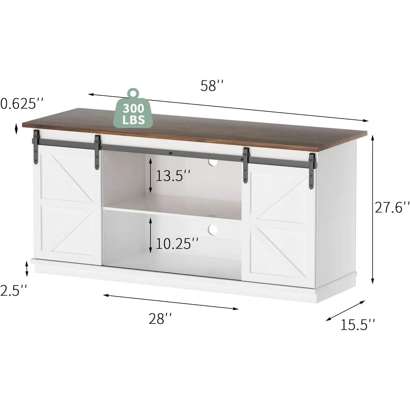 White TV Stand With Sliding Barn Doors For Living Room from PriceLows™