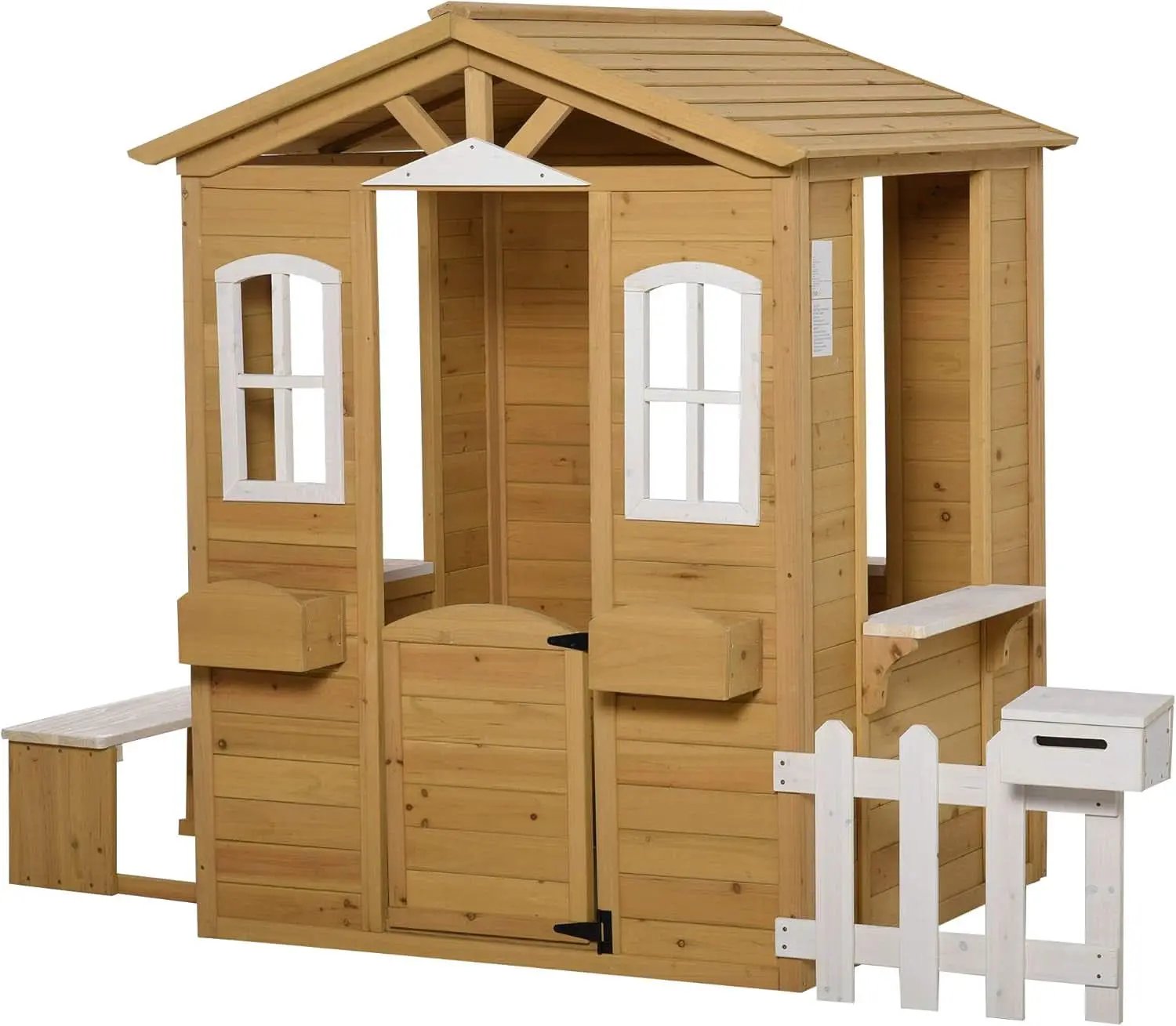 Kids Outdoor Wood Playhouse With Working Door And Windows from PriceLows™