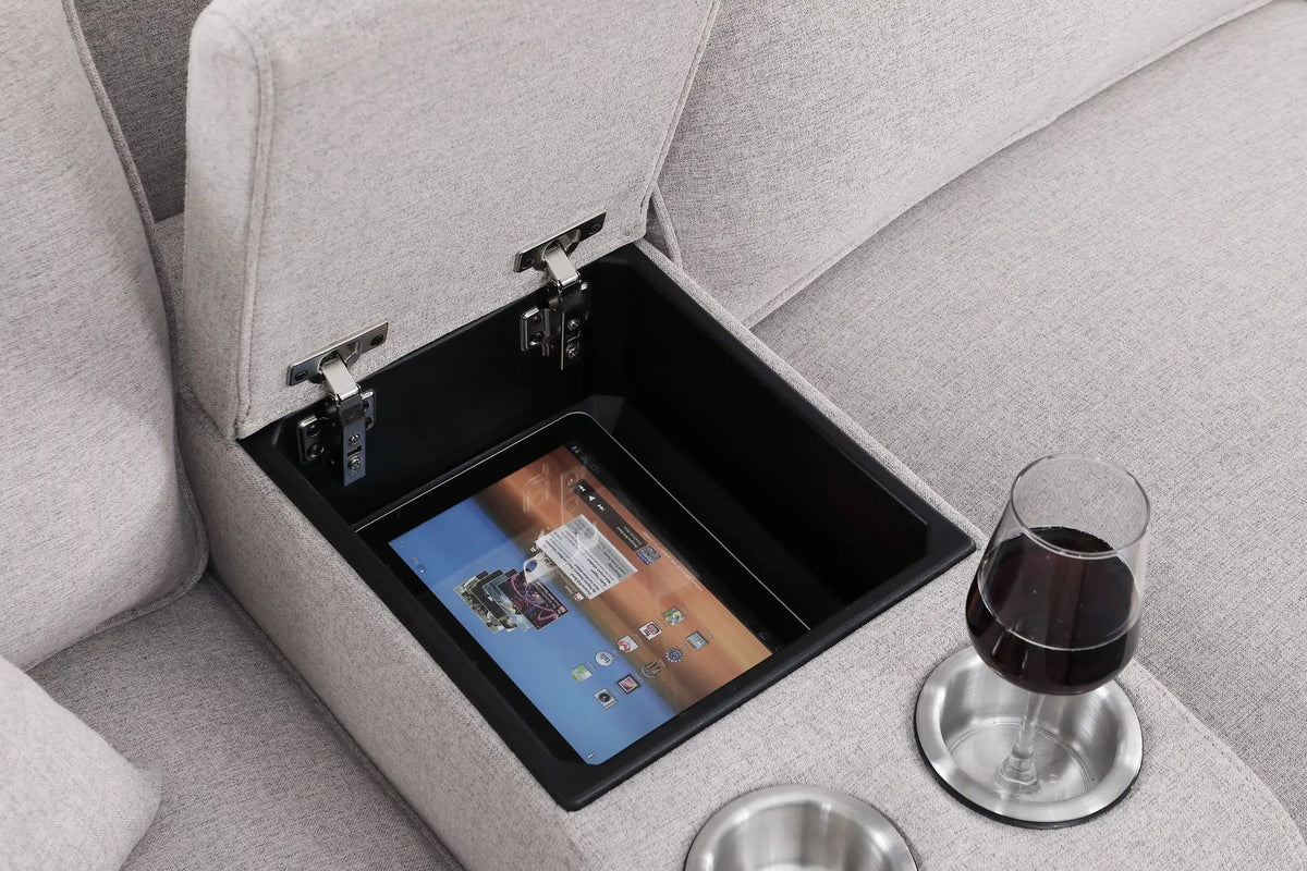 Eric 9-Piece Sectional | Upholstered Design | Ottoman Included | Cupholder Console