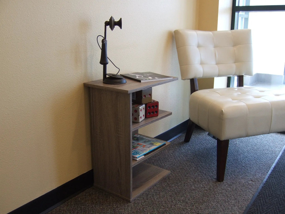 Chairside End Table With Magazine Rack | 24 Inch | Rustic Gray