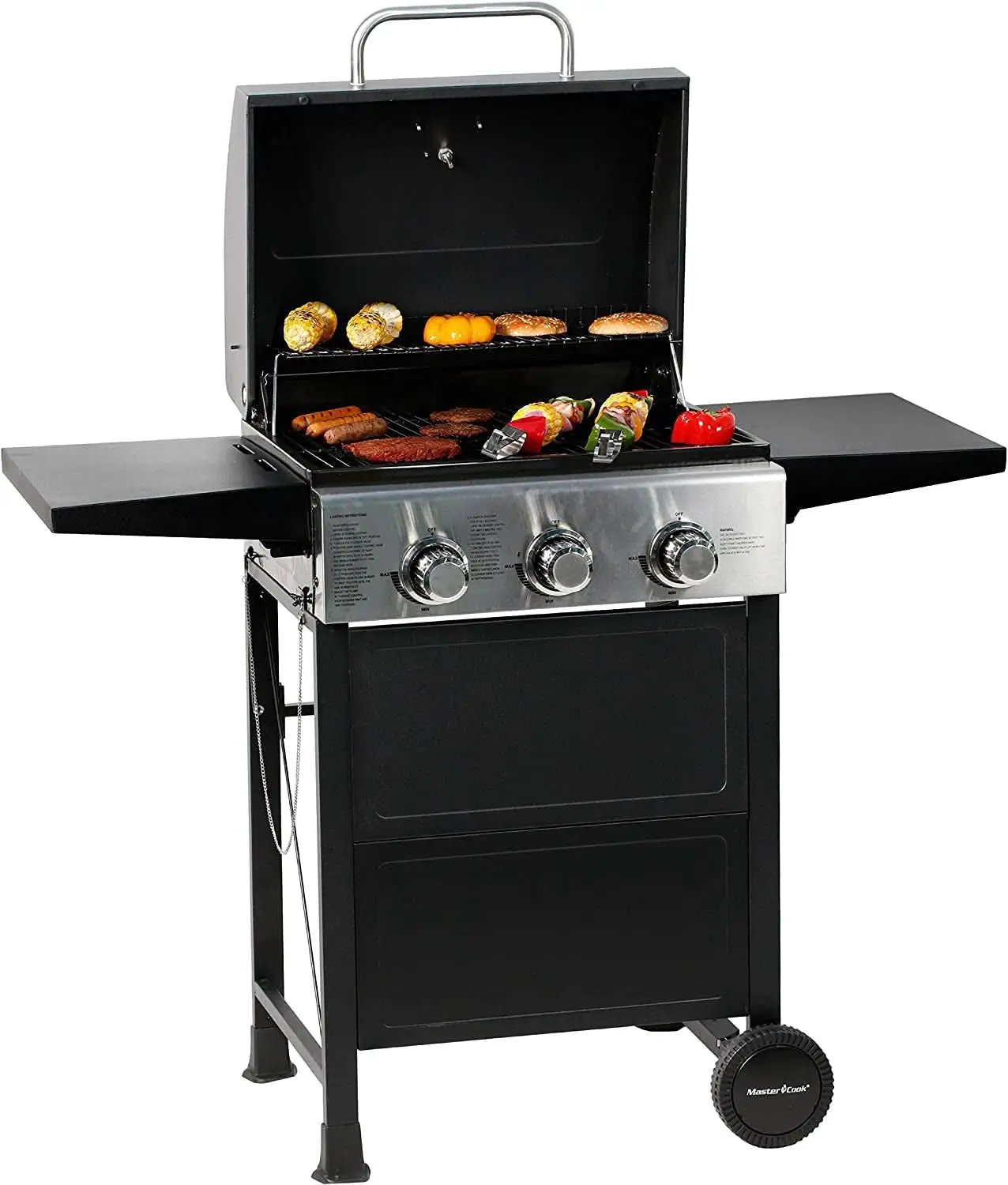 3-Burner Propane Gas Grill With Foldable Side Shelves 30,000 BTU Stainless Steel Outdoor Grill from PriceLows™