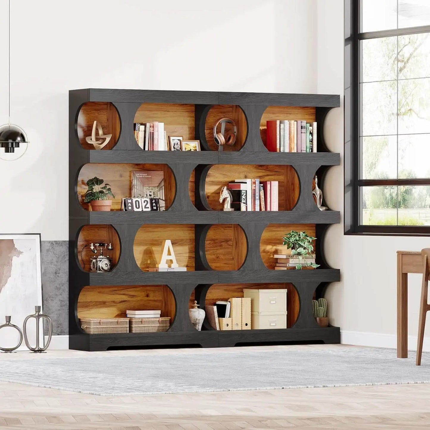 Black 71 Inch Tall Bookcase Modern Storage Display from PriceLows™