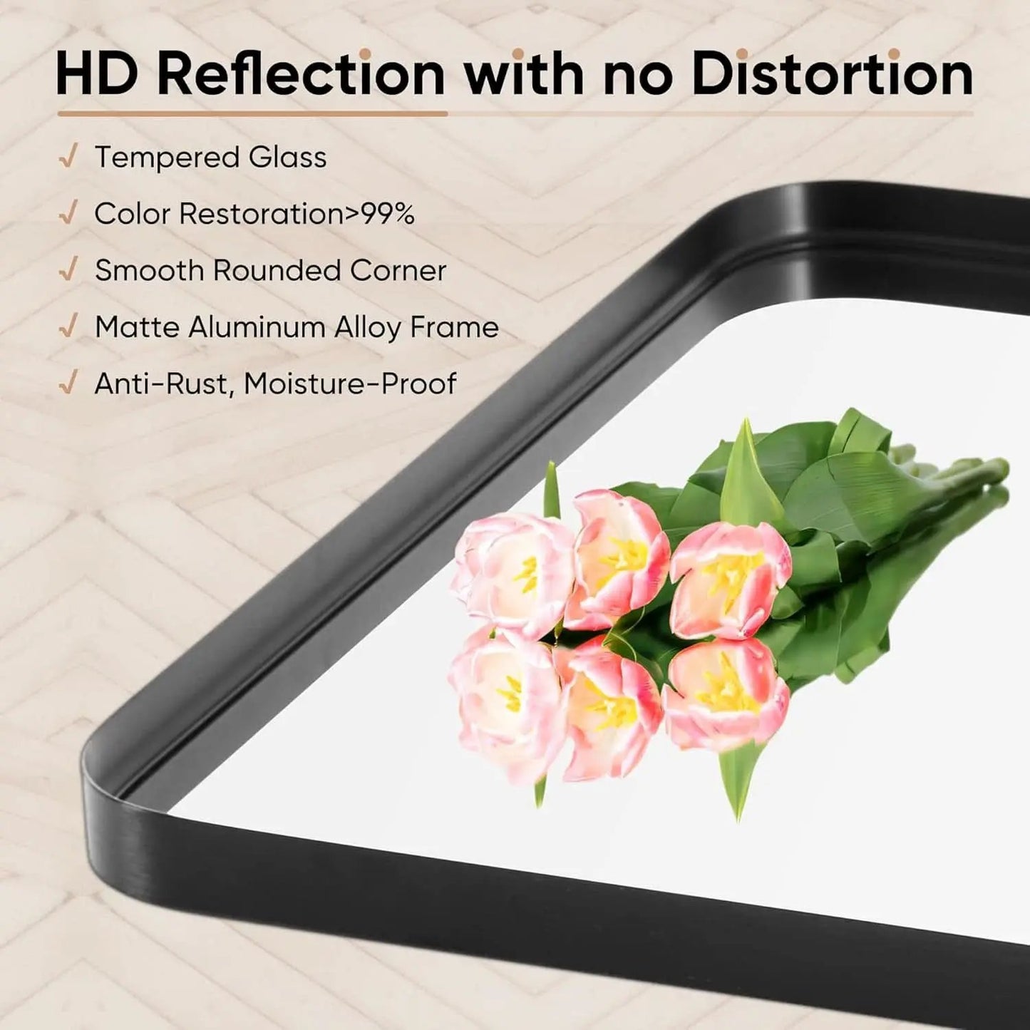 Black Metal Framed Vanity Mirror 36x24 Inch For Over Sink from PriceLows™