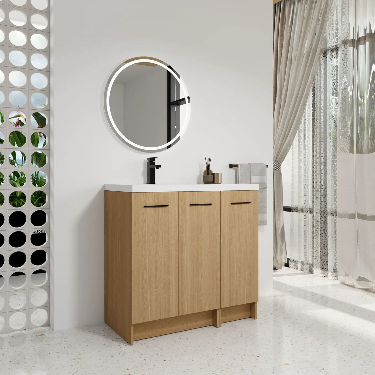 Wall Mounted Floating Bathroom Vanity | 3 Door Modular | Gel Coat Sink