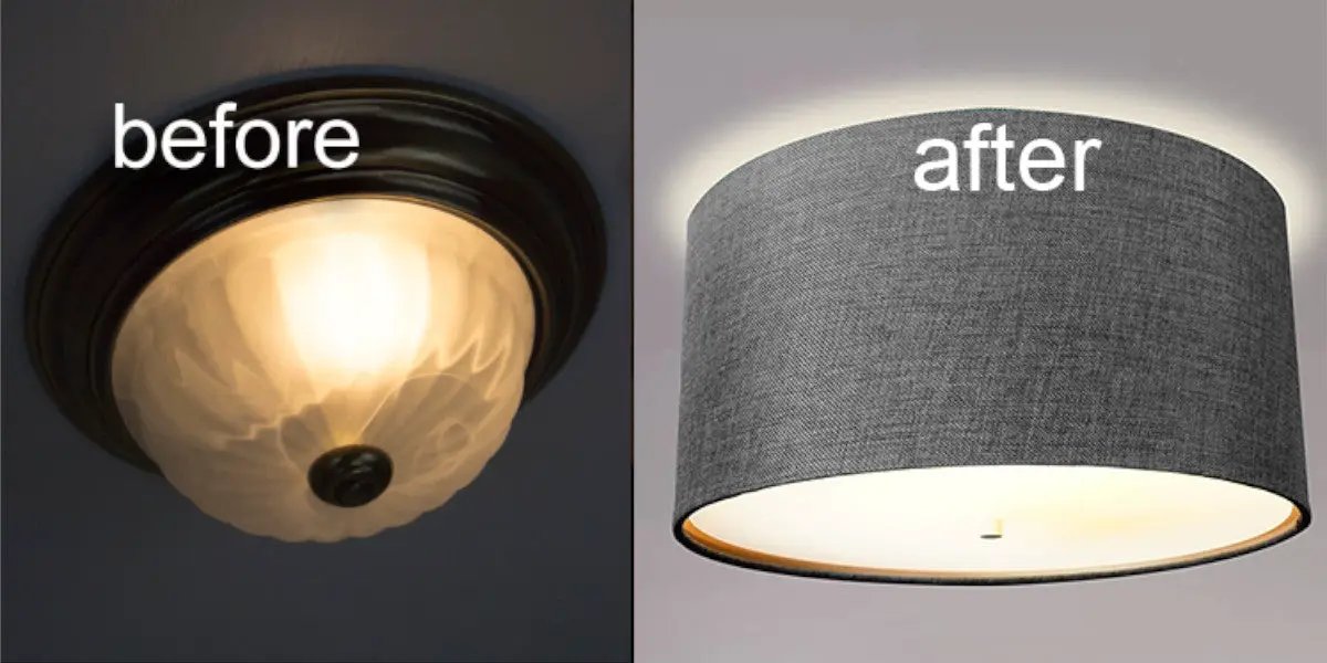 Flush Mount Conversion Kit | 18 Inch | Granite Gray Burlap | Shallow Drum