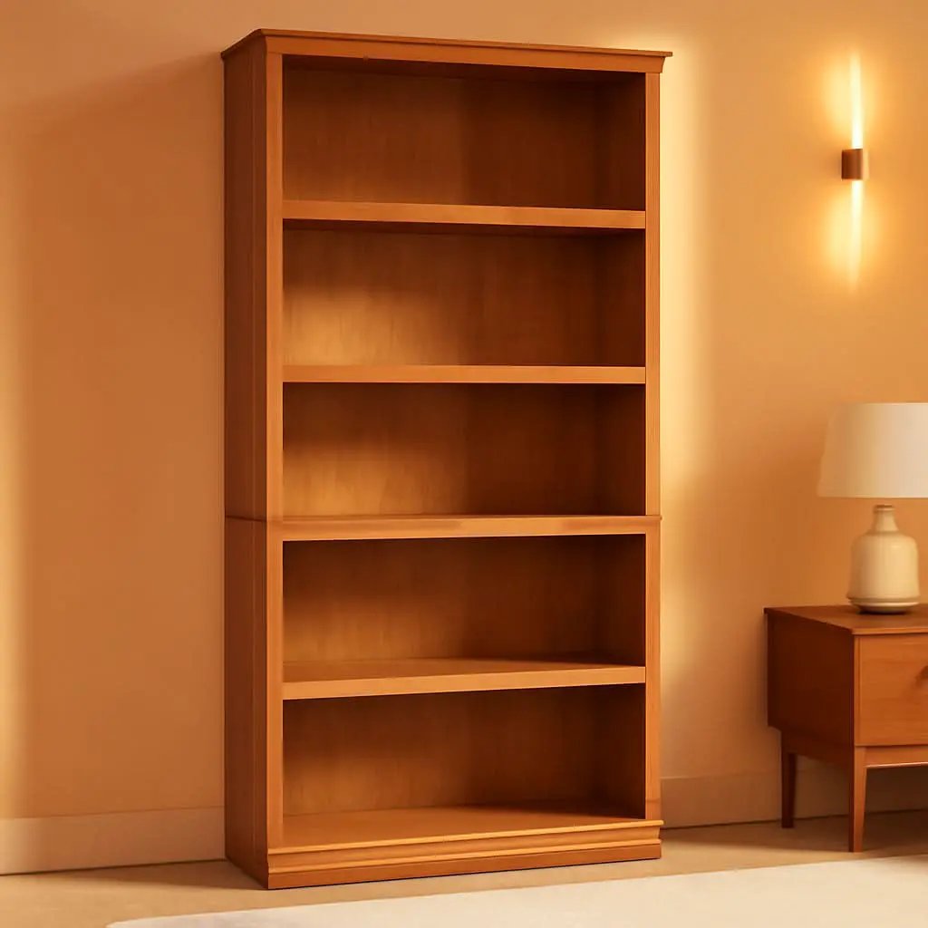 Five Shelf Bookcase In Oiled Oak Finish 35.28 Length 13.23 Width 69.76 Inches from PriceLows™