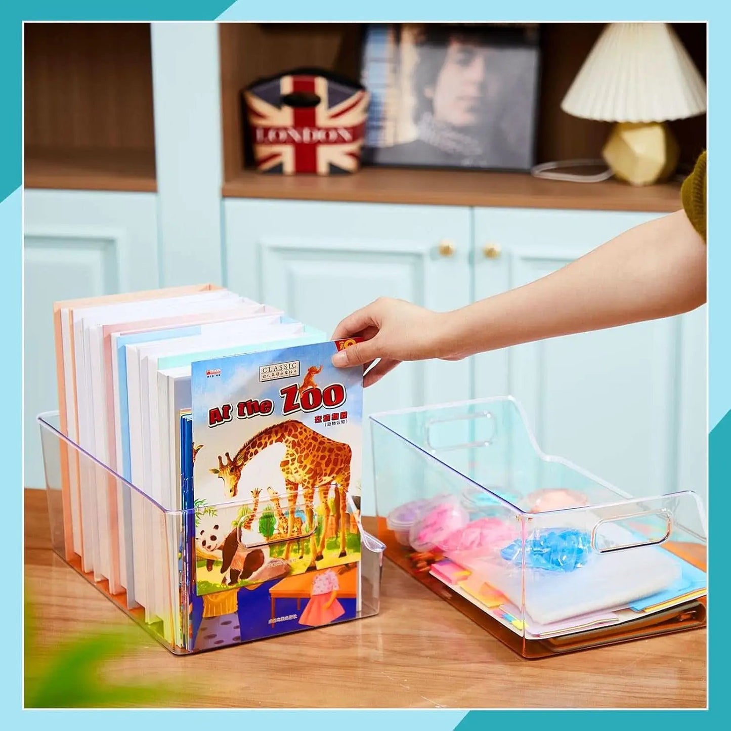 4 Pack Clear Large Book Display Case 13 X 8.5 X 5.9 Inch Stackable With Handle from PriceLows™