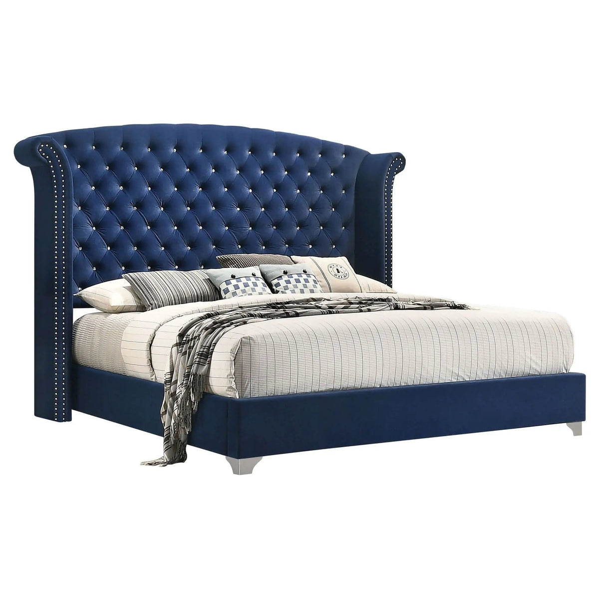 Melody 5-piece Eastern King Bedroom Set Pacific | 5-Piece Set | Velvet | Blue
