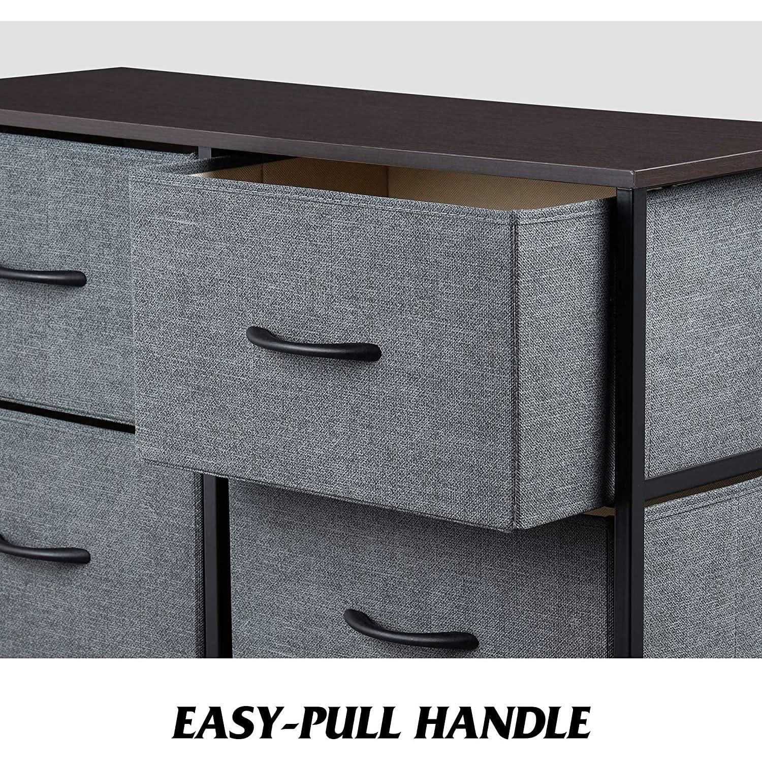 Six Drawer Dark Grey Fabric Dresser For Bedroom Storage from PriceLows™