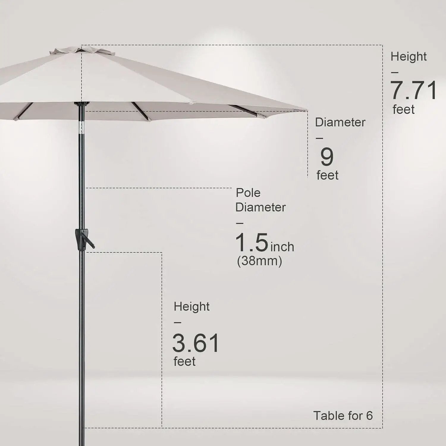 Large Patio Market Outdoor Umbrella With Push Button Tilt from PriceLows™