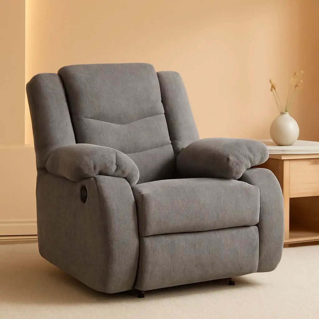 Dark Gray Rocker Recliner With Waterfall Back Design from PriceLows™