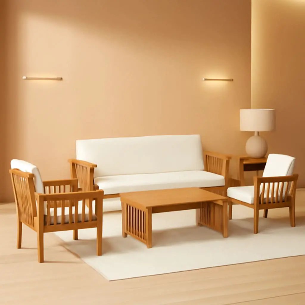 4 Piece Acacia Wood Patio Set for Outdoor Living Area from PriceLows™