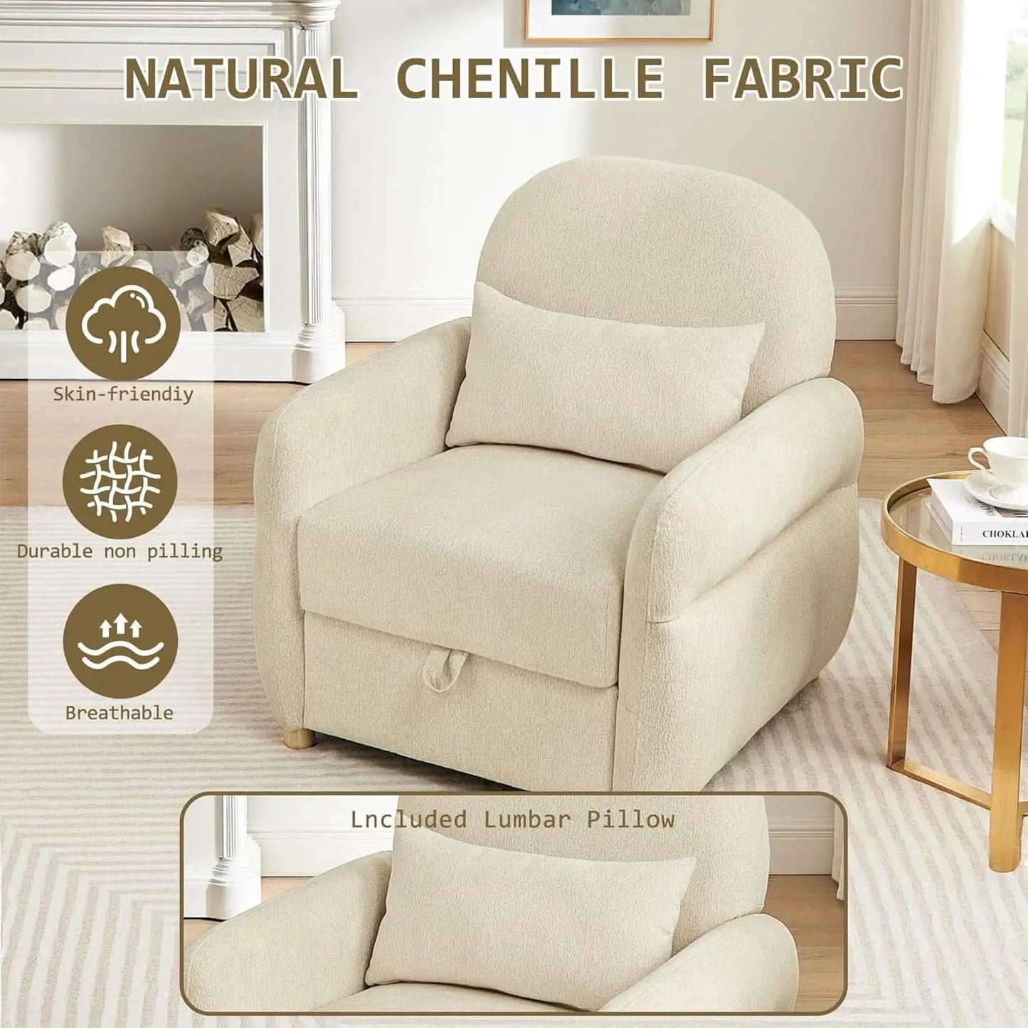 Beige Contemporary Accent Chair With Generous Storage from PriceLows™