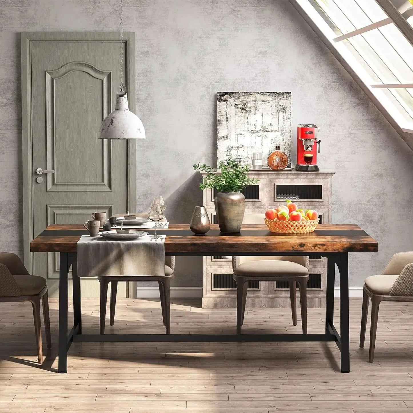 Dining Table For 8 70.87 Inch Rectangular Wood Metal Frame from PriceLows™