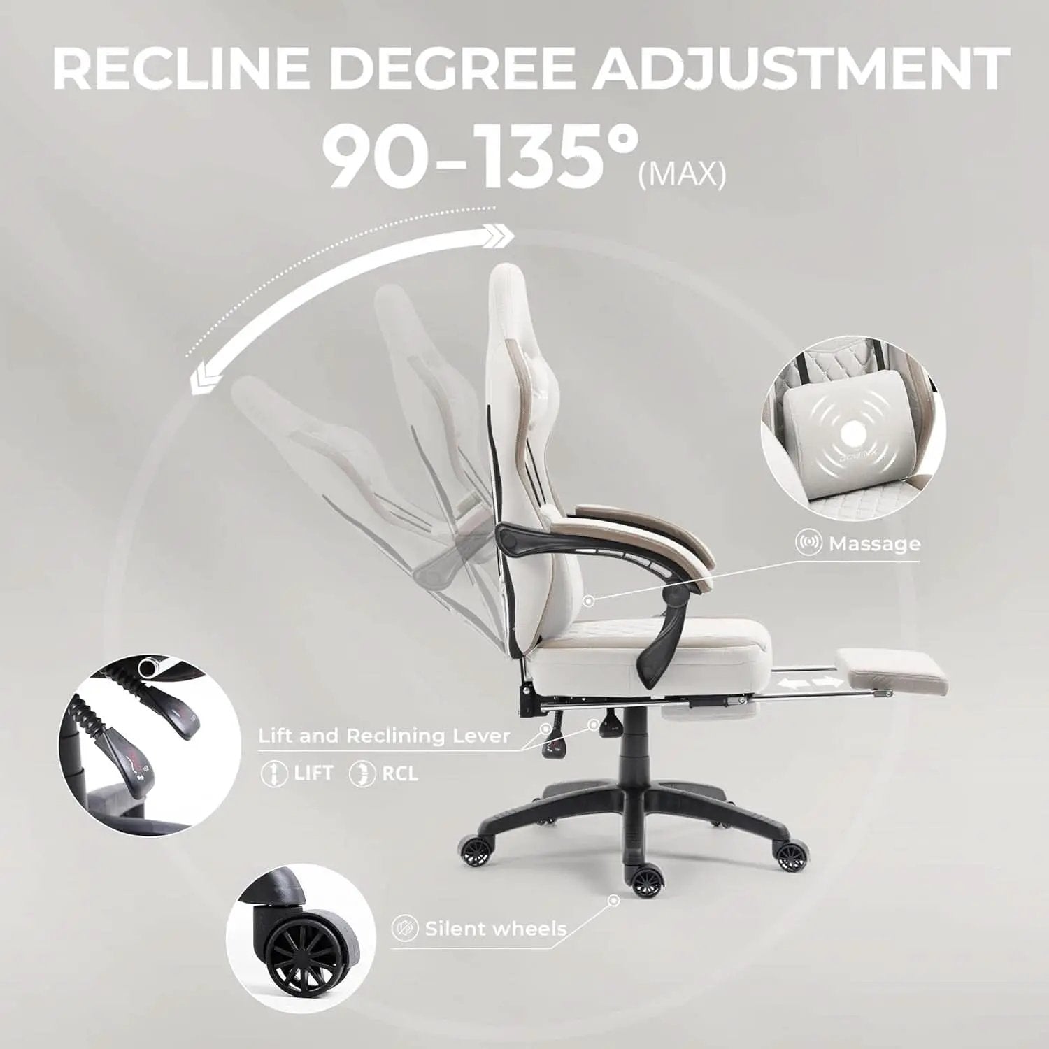Beige Gaming Chair With Pocket Spring Cushion And Gel Pad from PriceLows™