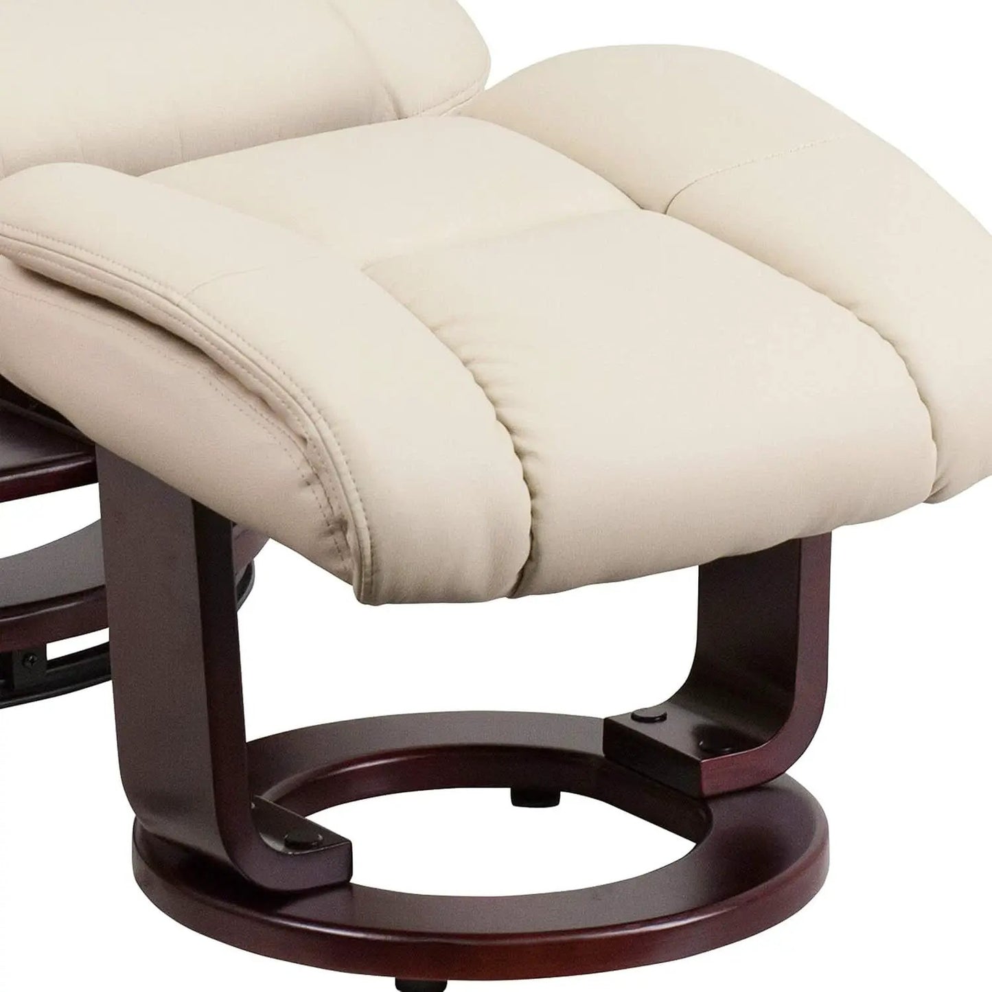Beige Leathersoft Upholstered Recliner With Ottoman from PriceLows™