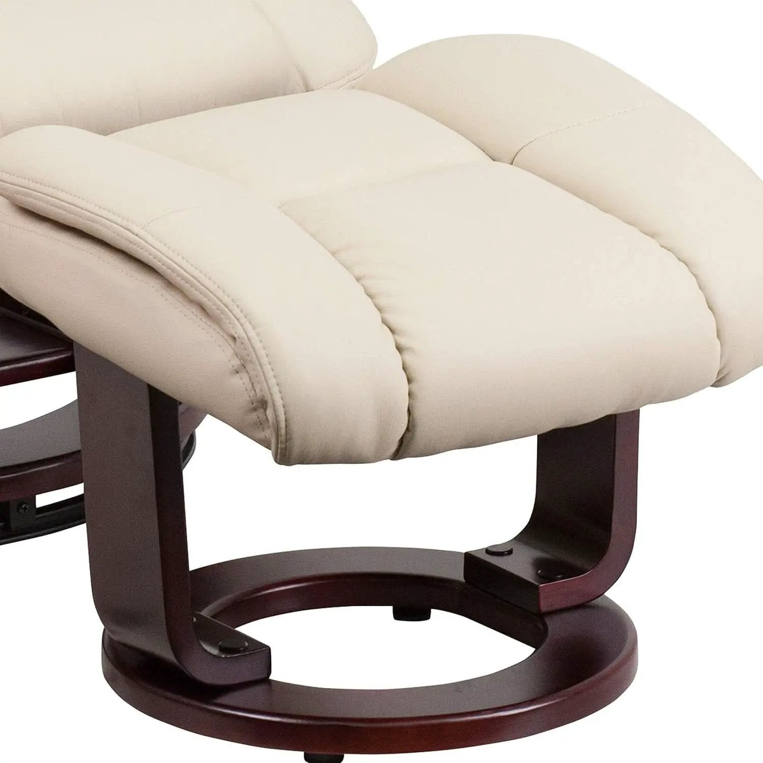 Beige Leathersoft Upholstered Recliner With Ottoman from PriceLows™