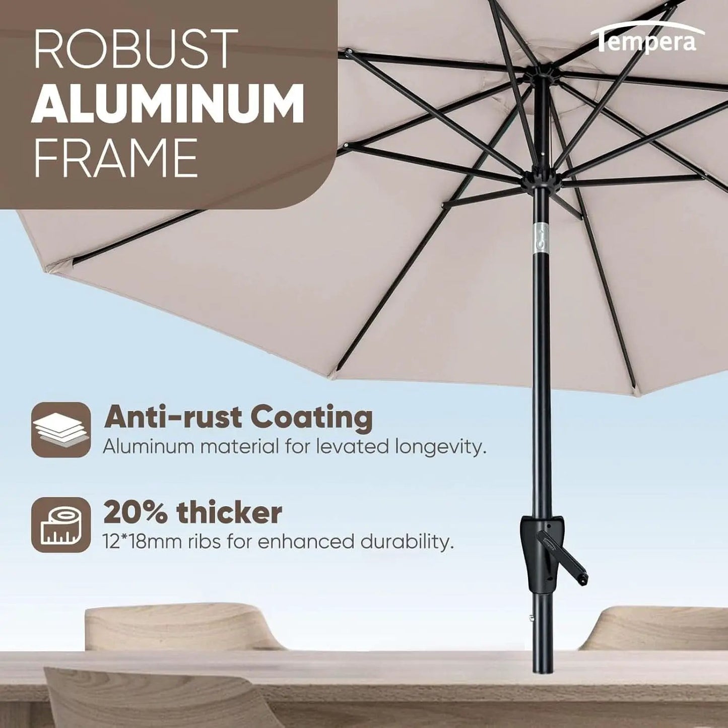 Large Patio Market Outdoor Umbrella With Push Button Tilt from PriceLows™