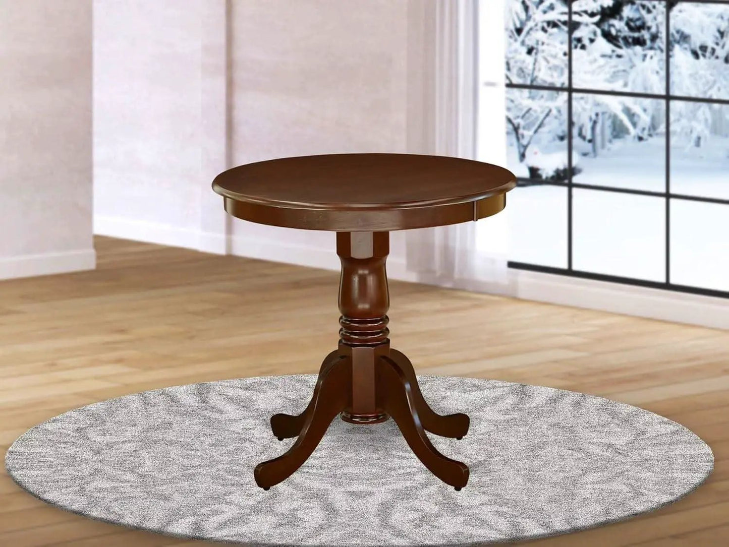 Eden Round Dining Table Mahogany Pedestal 30x30 Inches from PriceLows™
