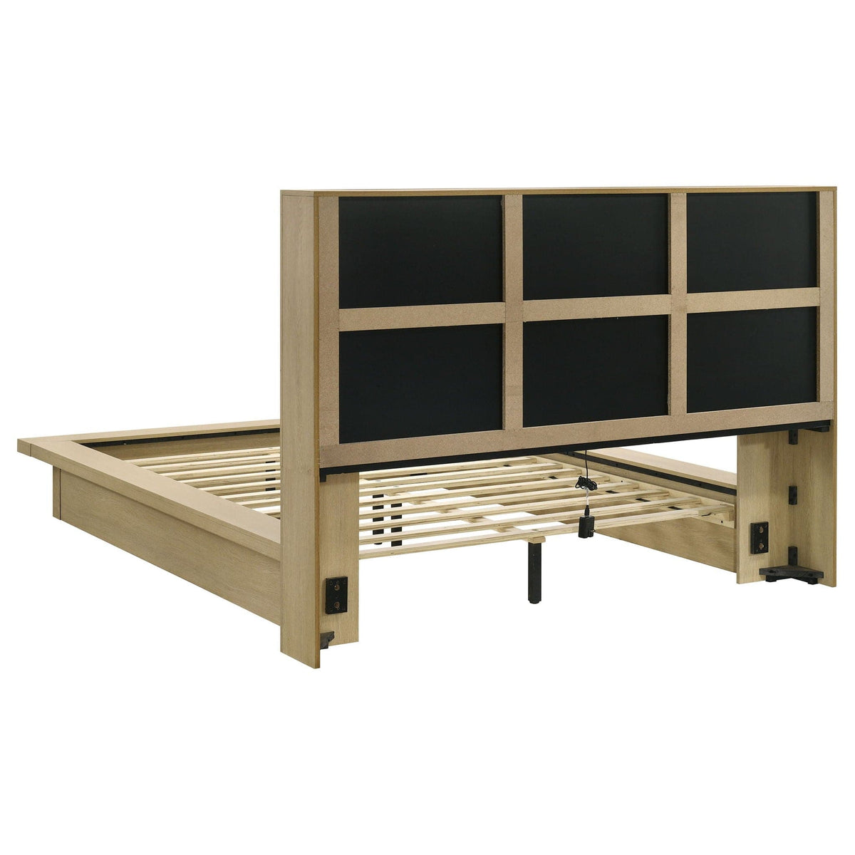 Hendricks Queen Bookcase Headboard Platform Bed | 73.5 x 96.25 x 51.5 in | Engineered Wood & Veneer | Light Oak