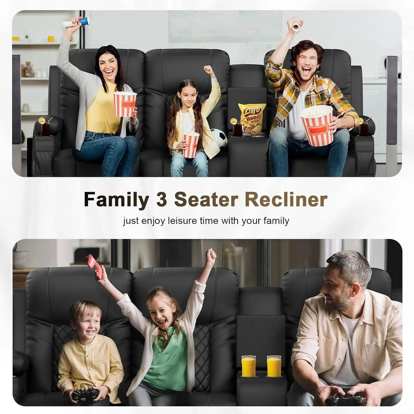 Three Seat Recliner Sofa With USB Ports And Storage from PriceLows™