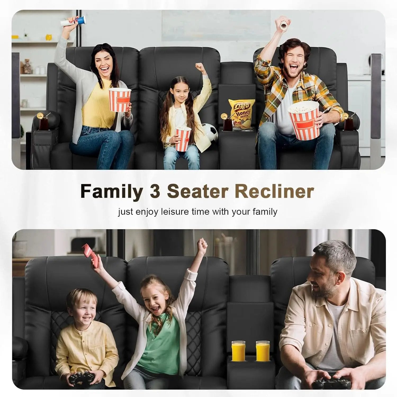 Three Seat Recliner Sofa With USB Ports And Storage from PriceLows™